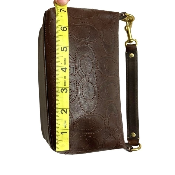 Coach stitched embossed c brown leather mini bag RARE - Picture 5 of 10